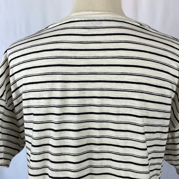 Madewell Ivory with Black Stripes 100% Cotton "This or That" Tee - Size Medium - Picture 7 of 13